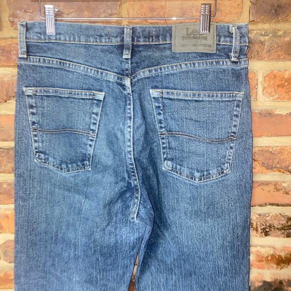 Lee Dark Wash Blue Denim Relaxed Straight Leg Jeans Men's Size 32x31 - Picture 6 of 8